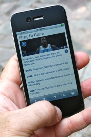 iPhone showing ESPN formatted for mobile delivery